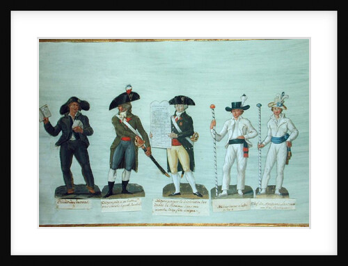 A Newspaper Seller, a Citizen Ready to Fight, a Citizen Carrying the Declaration of the Rights of Man and Two Bargemen by Lesueur Brothers