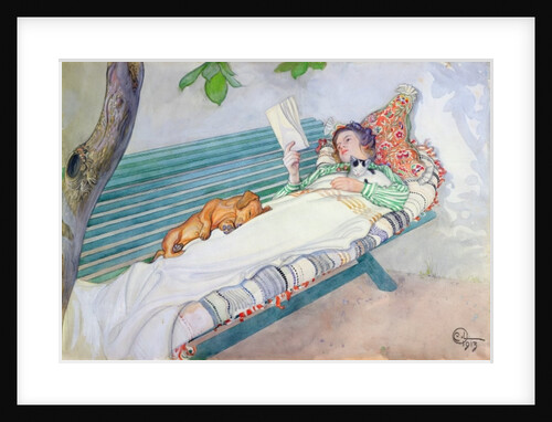 Woman Lying on a Bench, 1913 by Carl Larsson