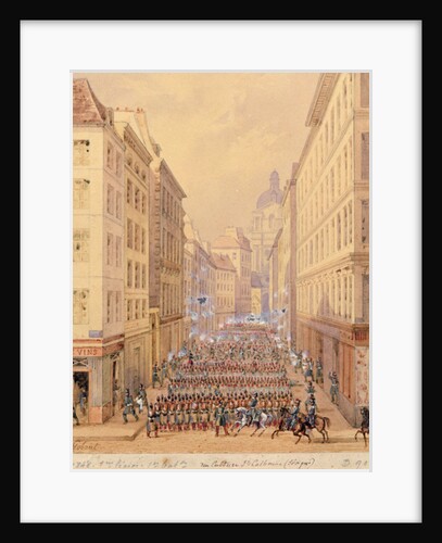March of the First Battalion, Rue Culture Sainte-Catherine, 1st February 1848 by Gaspard Gobaut