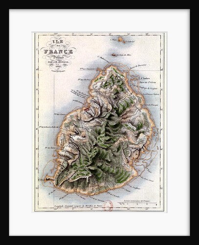 Map of Mauritius by A.H. (after) Dufour