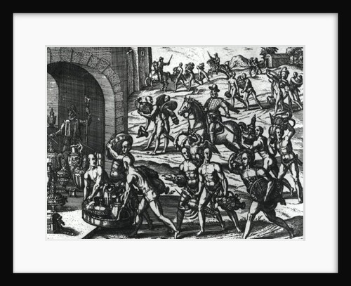 Indians bringing Balboa vases and gold objects by Theodor de Bry