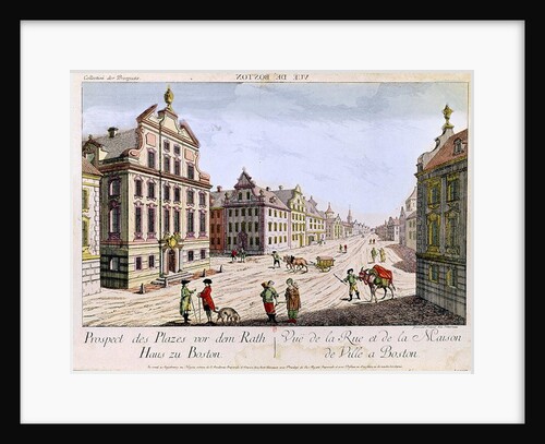 View of the Town Hall, Boston, 18th century by Franz Xavier Habermann