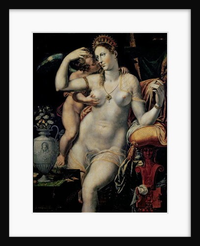 Cupid Caressing Venus by French School