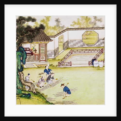 Gathering bamboo to make paper by Japanese School