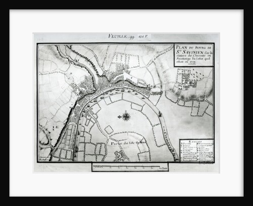 Map of Saint-Savinien on the Charente River in 1713 by Claude Masse