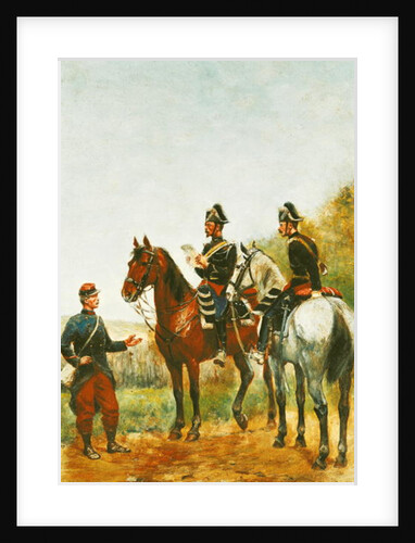 Police Officers on an Inspection Tour Checking a Serviceman in 1885 by Paul Emile Leon Perboyre