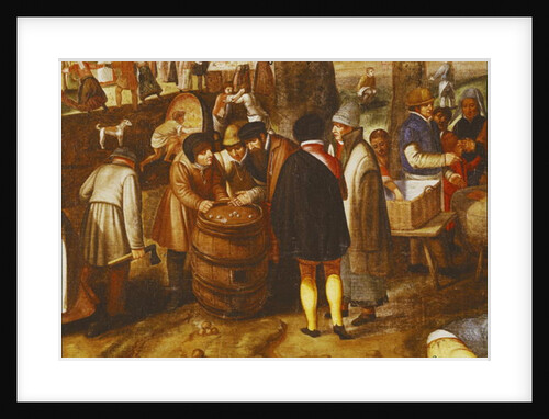 Flemish Fair, detail of men playing dice by Maerten van (workshop of) Cleve