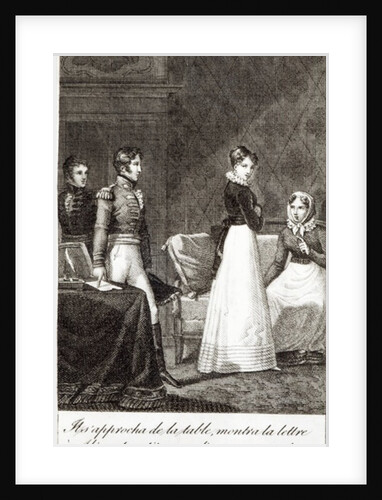 He came up to the table, showed the letter to Alice and left without saying a word! by French School
