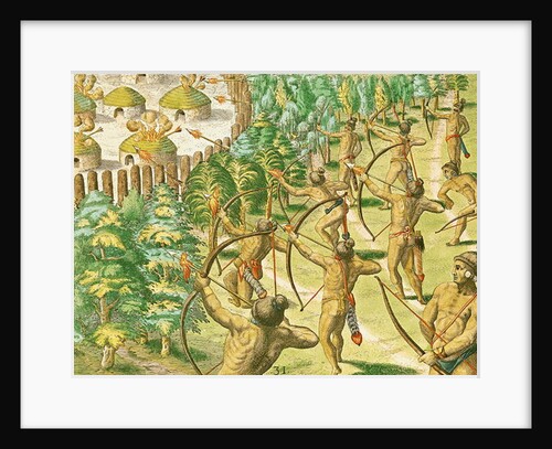 Attack on an Indian Village with Flaming Arrows by Jacques Le Moyne