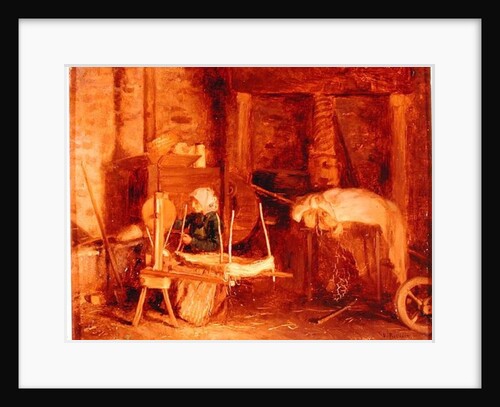An Elderly Woman Winding Hemp near a Press by Victor Marie Roussin