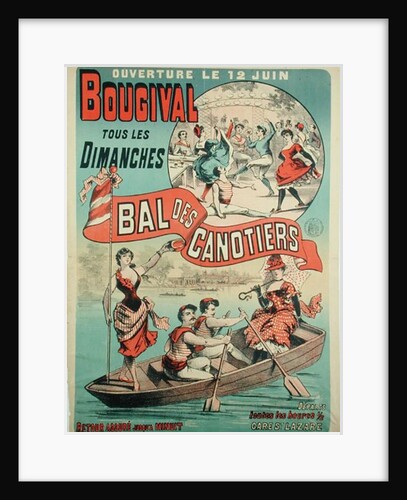 Poster advertising 'Le Bal des Canotiers' at Bougival, c.1875 by French School