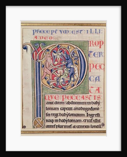 Historiated initial 'P' depicting a boar hunt by French School