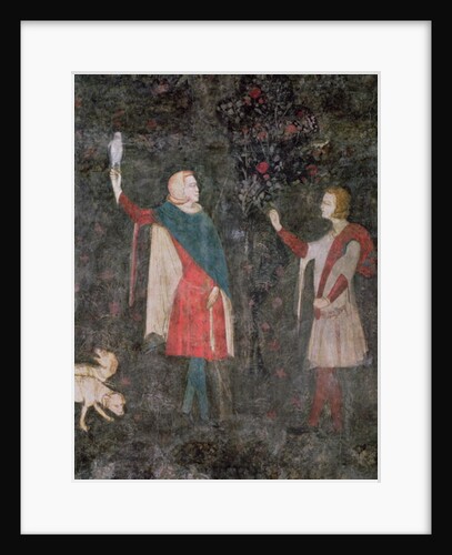 Detail of two falconers, from the Stag Room, 1343 by French School