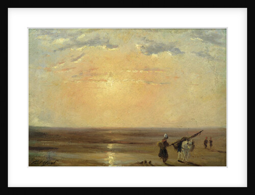 The Beach at Trouville with Setting Sun by Paul Huet