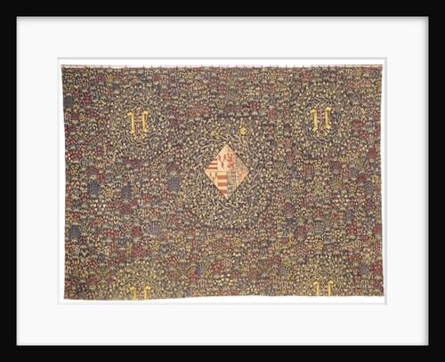 Mille fleurs with the coat of arms of Jacqueline of Luxembourg by Flemish School