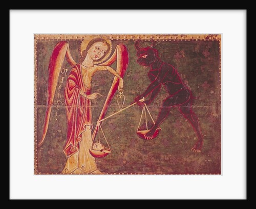 St. Michael Weighing Souls, from an altarpiece dedicated to Archangel Michael, c.1200 by Master of the Llusanes