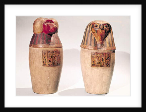 Copies of two New Kingdom canopic jars by Egyptian School