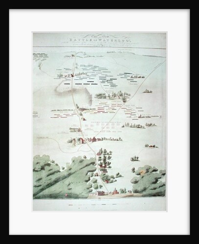 Plan and view of the Battle of Waterloo by English School