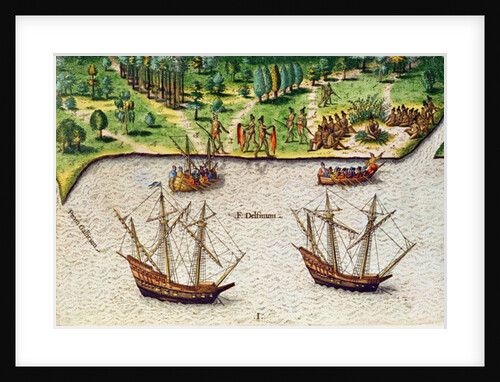The Cape of Florida and the Dolphin River from 'Brevis Narratio' by Jacques (1533-88) (after) Le Moyne