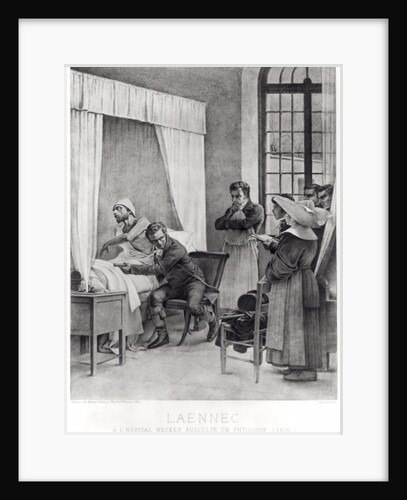 Rene Theophile Hyacinthe Laennec listening to the chest of a man with consumption, 1816 by Theobald Chartran