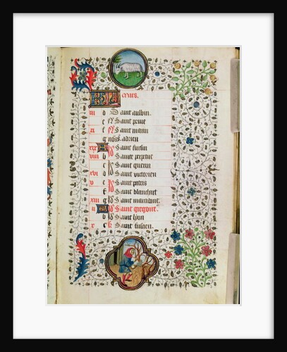 Ms 19 March: Aries and a man felling trees by French School