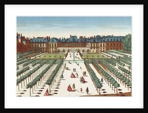 Perspective view of the Palais Royal from the Gardens by French School