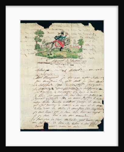 Illustrated letter from a hussar of the 8th Regiment to his mother, 14th November 1808 by French School