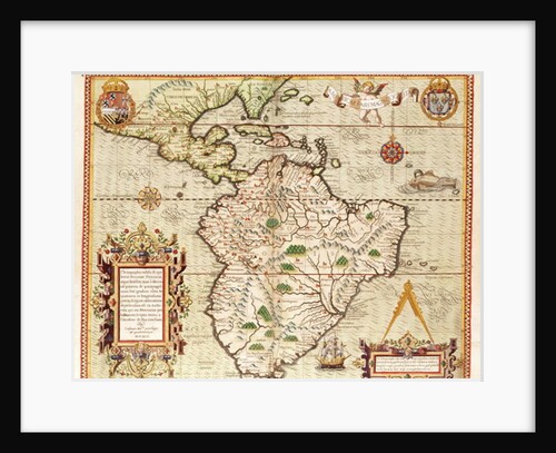 Map of Central and South America by Theodor de Bry