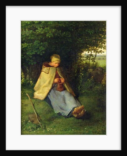 A Knitter or a Seated Shepherdess Knitting, 1858-60 by Jean-Francois Millet