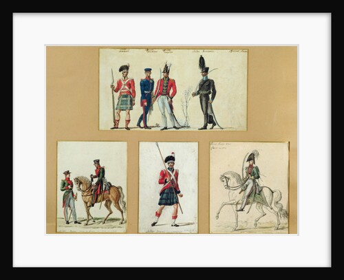The uniforms of Scottish soldiers and Prussian, English, Hanoverian and Russian officers in 1814 by Pierre Antoine Lesueur