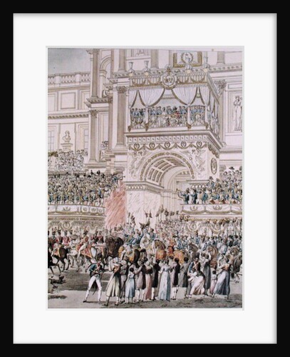 The Emperor and the Empress Receiving the Homage of the French Troops from the Balcony of the Tuileries on the Occasion of their Marriage by Pierre Francois Leonard Fontaine