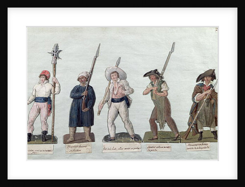 A Sans Culotte with his Pike, a Carter, a Market Porter, a Cobbler and a Carpenter by Lesueur Brothers