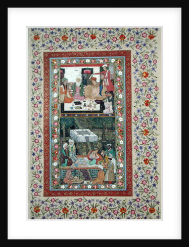 Ms E-14 Reading Verse and a Banquet in a Garden from a Moraqqa by Indian School