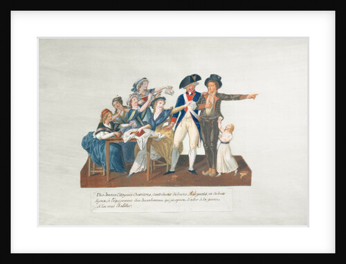 Citizens contributing their assignats to equip a young man for war by Lesueur Brothers
