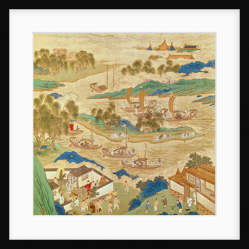 Emperor Huizong of Song transporting pierced stones and strange shaped trees, 17th century by School Chinese