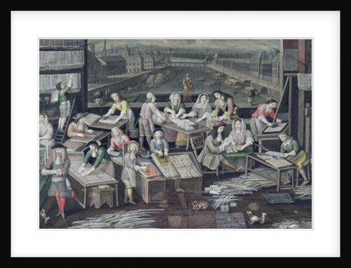 Manufacture of Playing Cards in a House in the Place Dauphine, design for a fan, c.1680 by French School