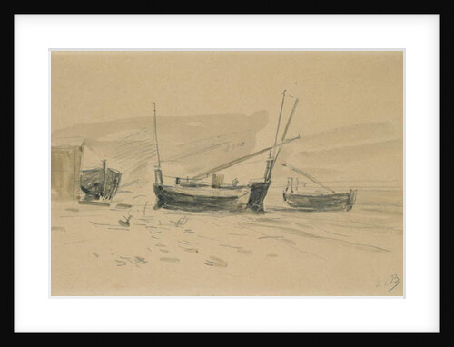 Small Beached Boats by Eugene Louis Boudin