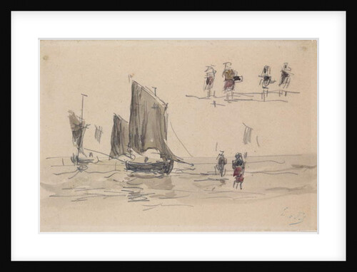 Boats and Fishermen by Eugene Louis Boudin