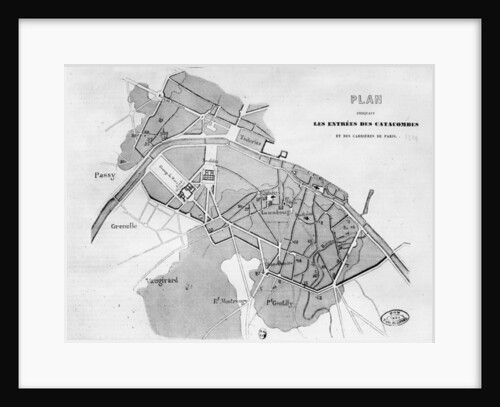 Plan of the Entrances to the Catacombs and the Quarries in Paris, 1844 by French School