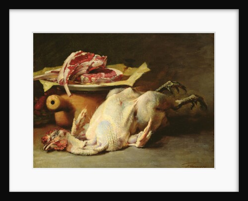 Still Life of a Chicken and Cutlets, 1876 by Guillaume Romain Fouace