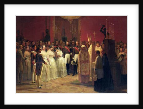 Marriages of Queen Isabella II to Prince Francisco de Assisi de Bourbon and of Maria Luisa Fernanda Infanta of Spain to Antoine d'Orleans Duke of Montpensier by Karl Girardet