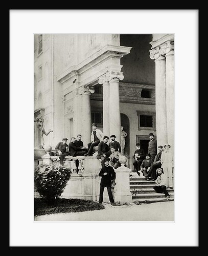 Residents of Villa Medici in Rome, photo sent and dedicated by Claude Debussy to his parents, 1884-85 by French Photographer