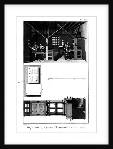 Interior of a Printing Works and Plan of a Press by Robert Benard