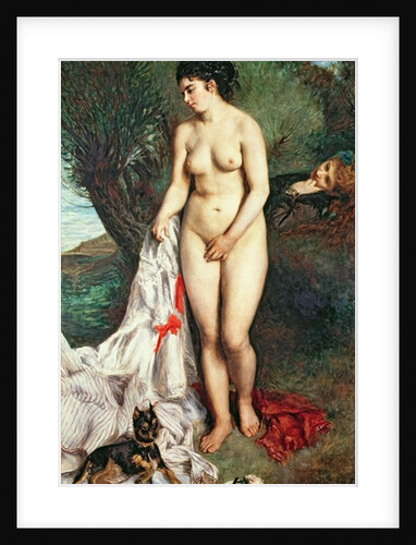Bather with a Griffon dog, 1870 by Pierre Auguste Renoir