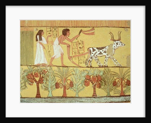 Sennedjem and his wife in the fields sowing and tilling by Egyptian 19th Dynasty