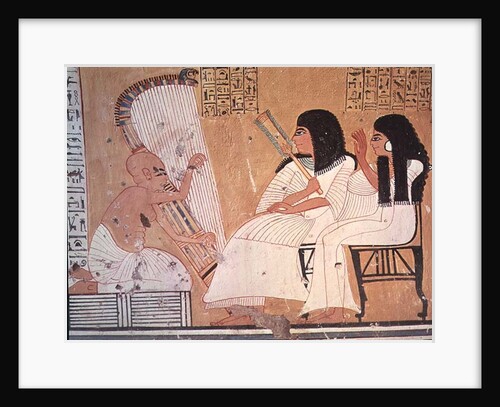 The deceased and his wife listening to a blind harpist by Egyptian 20th Dynasty