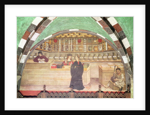 The Pharmacy, Anonymous painting, Val d'Aosta, Castello di Issogne, 15th century by Italian School