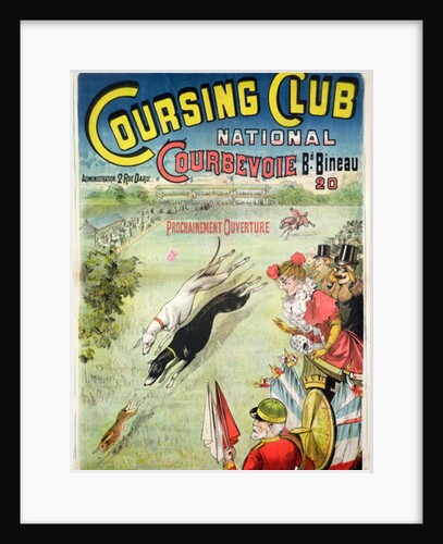 Poster advertising the opening of the Coursing Club at Courbevoie by French School