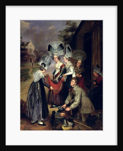 A Peddler Selling Scarves to Women from Troyes by Henri Valton