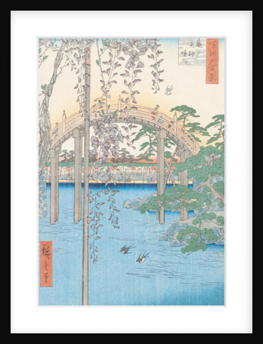 The Bridge with Wisteria or Kameido Tenjin Keidai by Ando or Utagawa Hiroshige